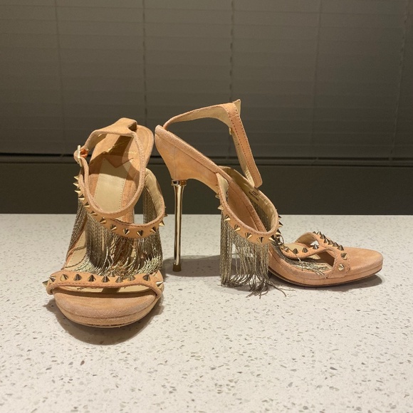 BRIAN ATWOOD Gold Studded Fringe Heels - Picture 6 of 10
